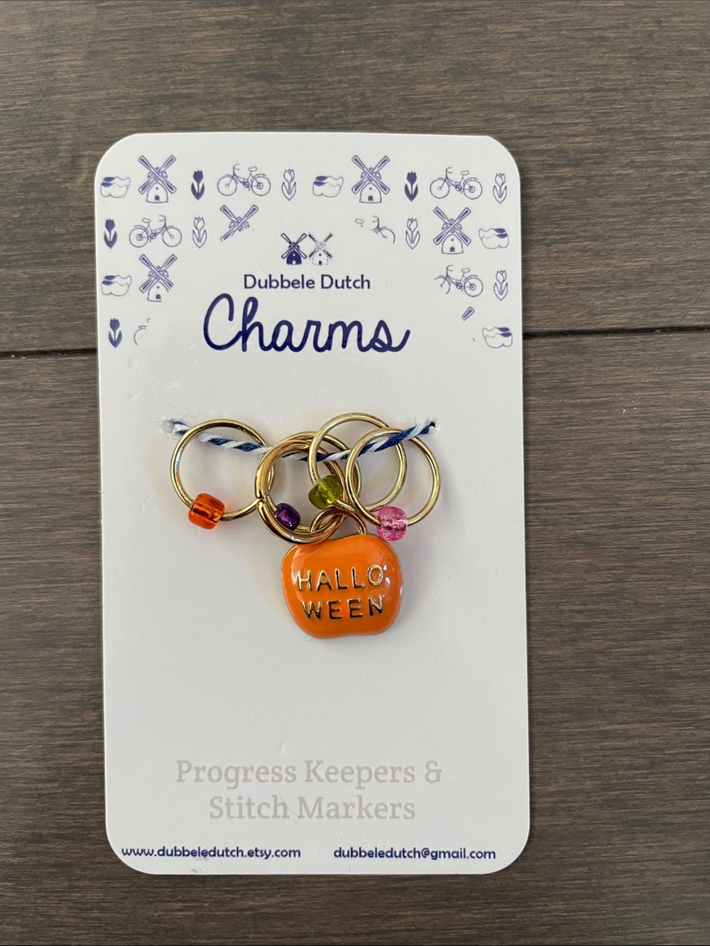 Orange Halloween Charm Stitch Markers